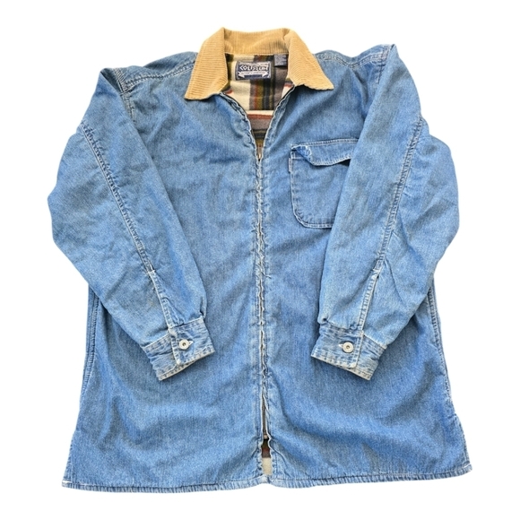 Coliseum Other - Vintage Coliseum Jean Jacket Men Sz M Blue Thick Fleece Denim Button Up Outdoor